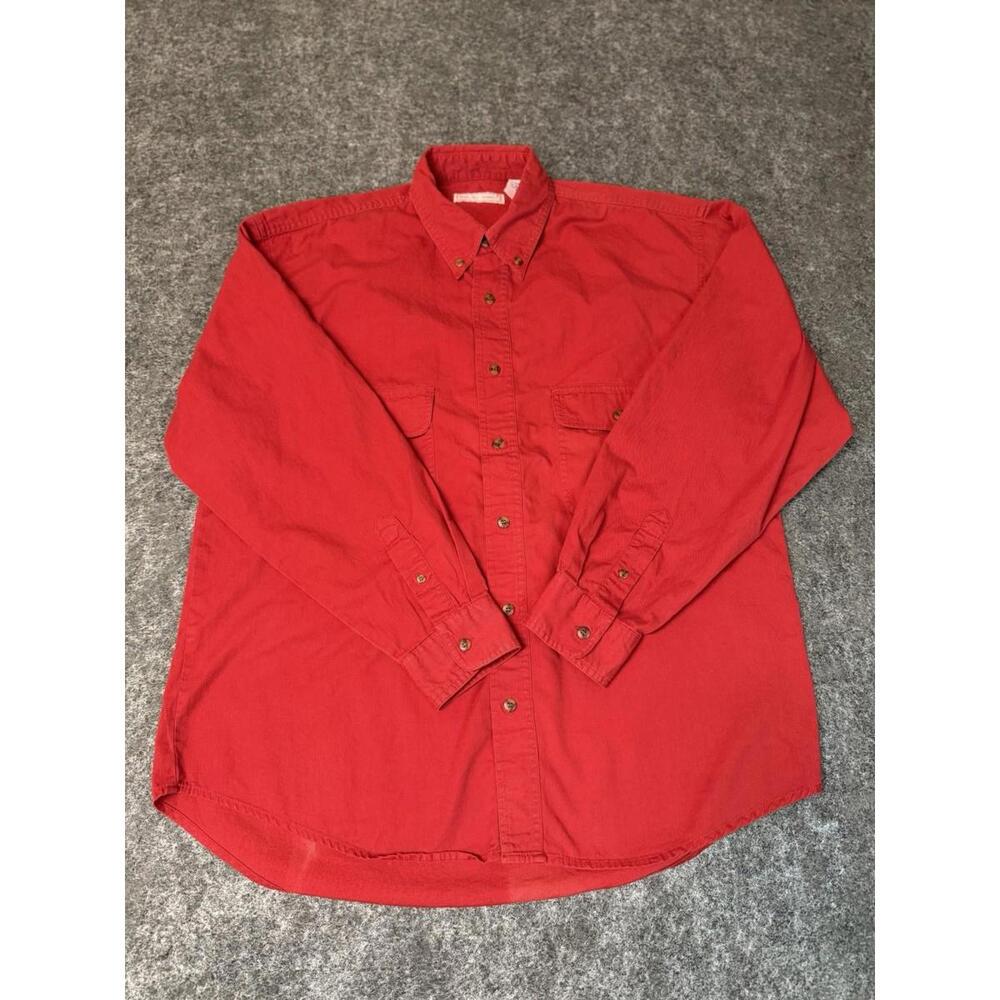 Bugle Boy Company VTG Shirt Men's Size Large Long Sleeve Red Embroidered